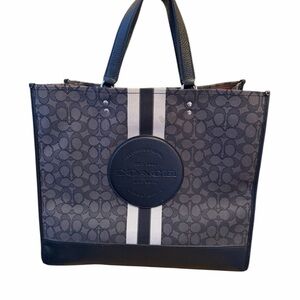 Coach Black and White Signature Stripe Tote